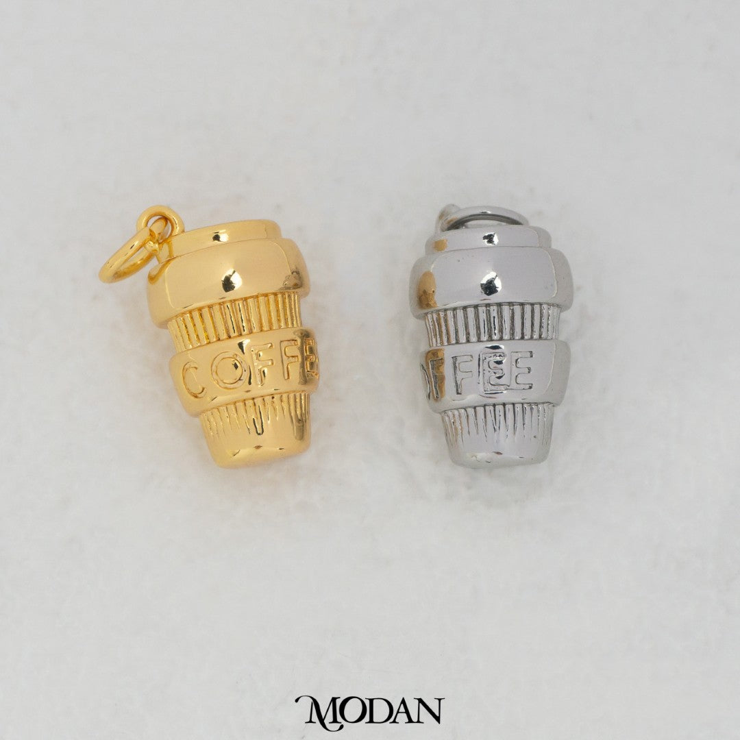 3D Coffee Tumbler DIY Pendant Liontin Botol Kopi Hypoallergenic Gold Filled