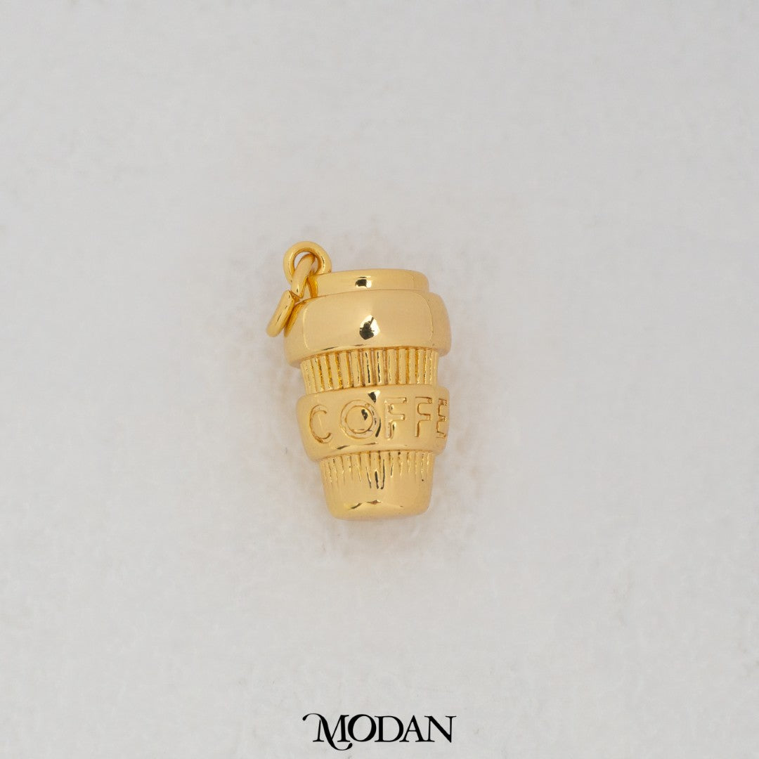 3D Coffee Tumbler DIY Pendant Liontin Botol Kopi Hypoallergenic Gold Filled