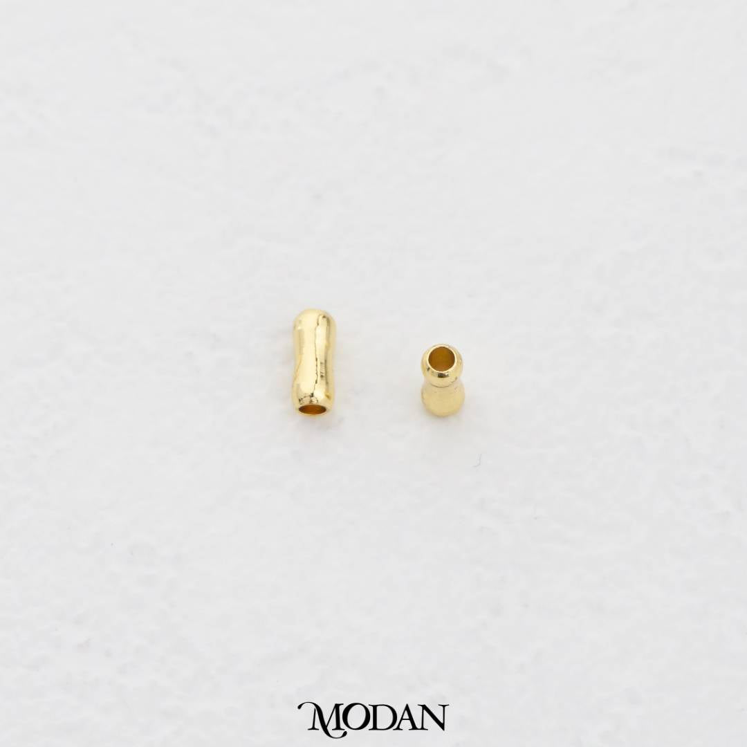 (10pcs) 6mm Textured Tube Spacer Beads DIY Pembatas Manik Gelang/Kalung Tabung Hypoallergenic Gold Filled