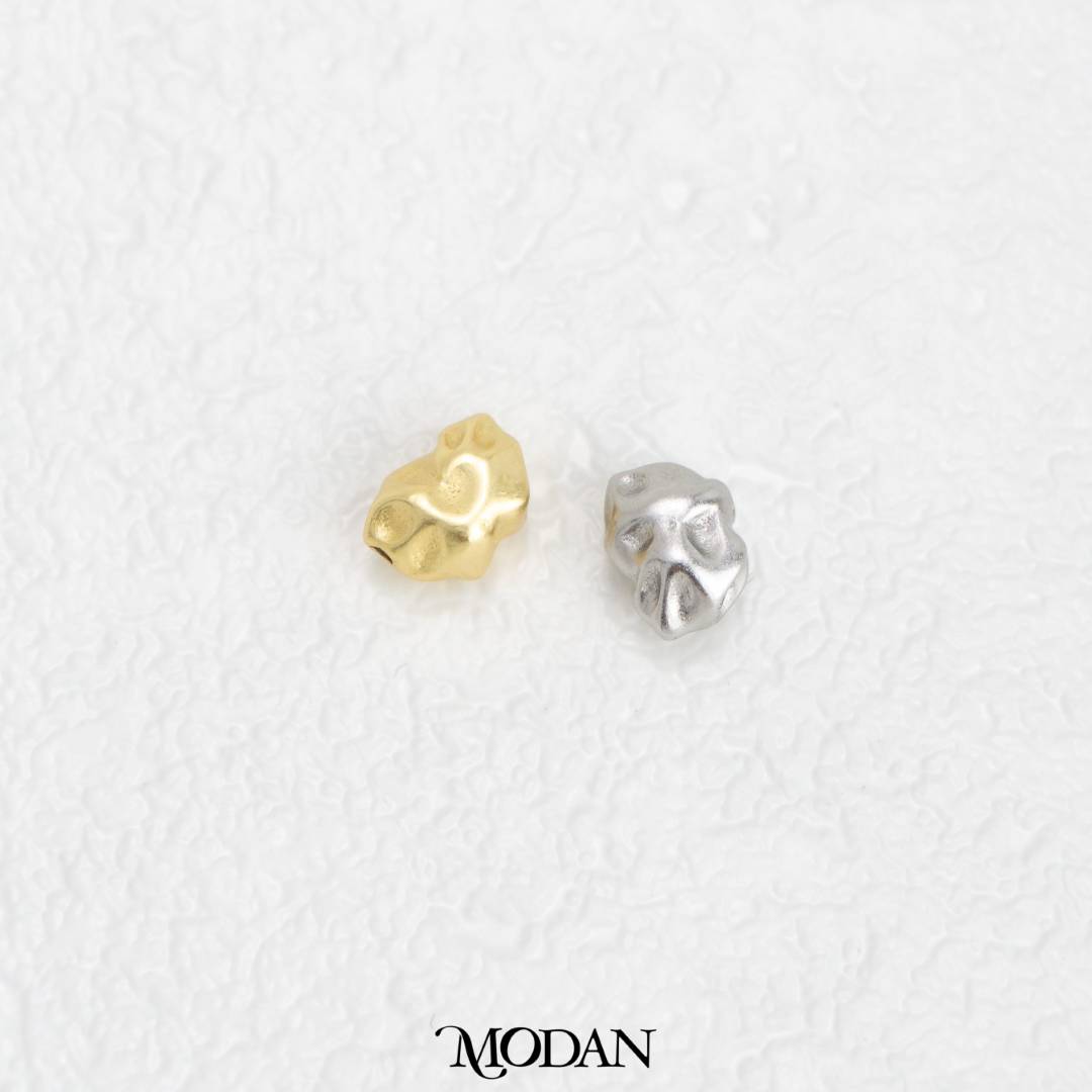 (7.8mm) Matte Abstract Irregular DIY Beads Charm Manik Abstrak Hypoallergenic Gold Filled