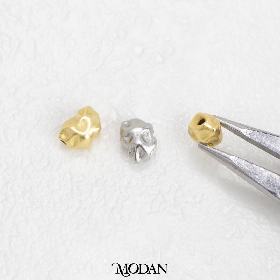 (7.8mm) Matte Abstract Irregular DIY Beads Charm Manik Abstrak Hypoallergenic Gold Filled