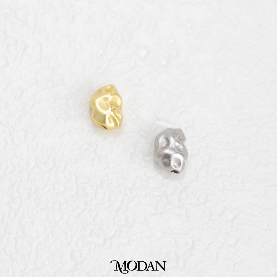 (7.8mm) Matte Abstract Irregular DIY Beads Charm Manik Abstrak Hypoallergenic Gold Filled