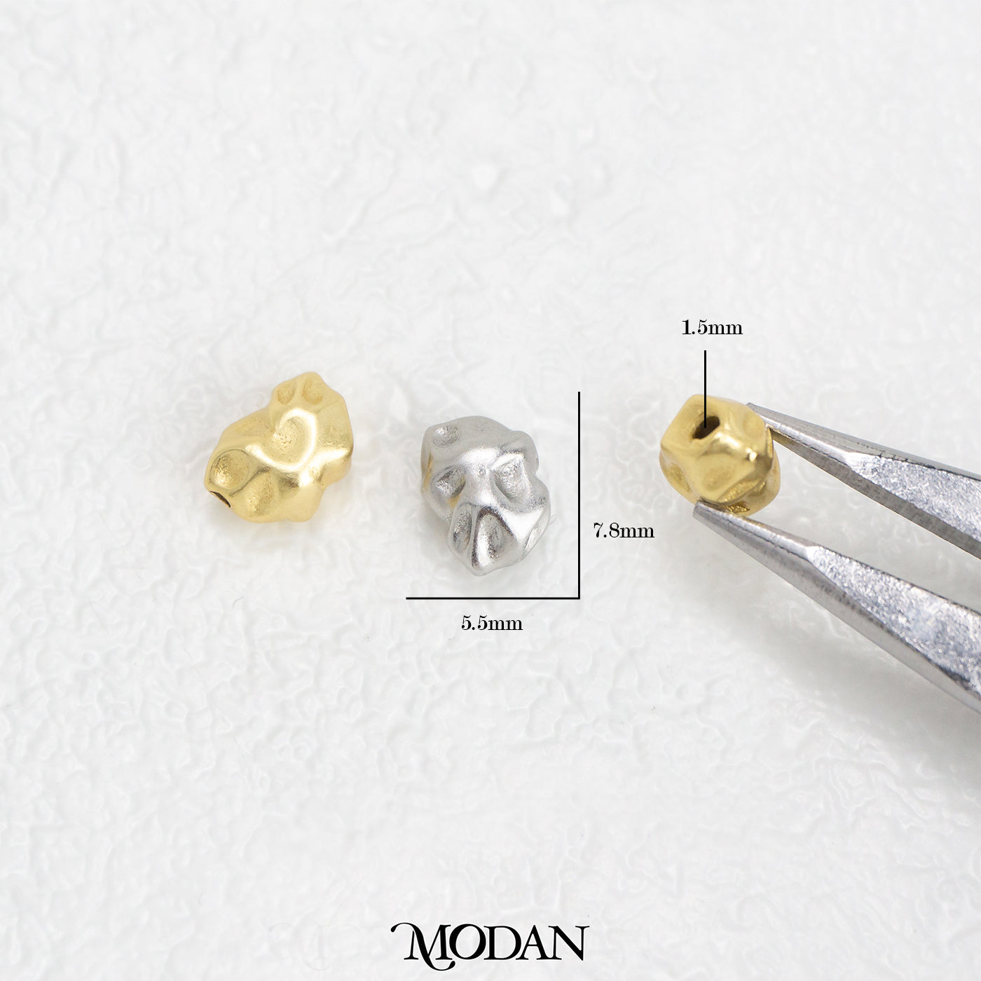 (7.8mm) Matte Abstract Irregular DIY Beads Charm Manik Abstrak Hypoallergenic Gold Filled