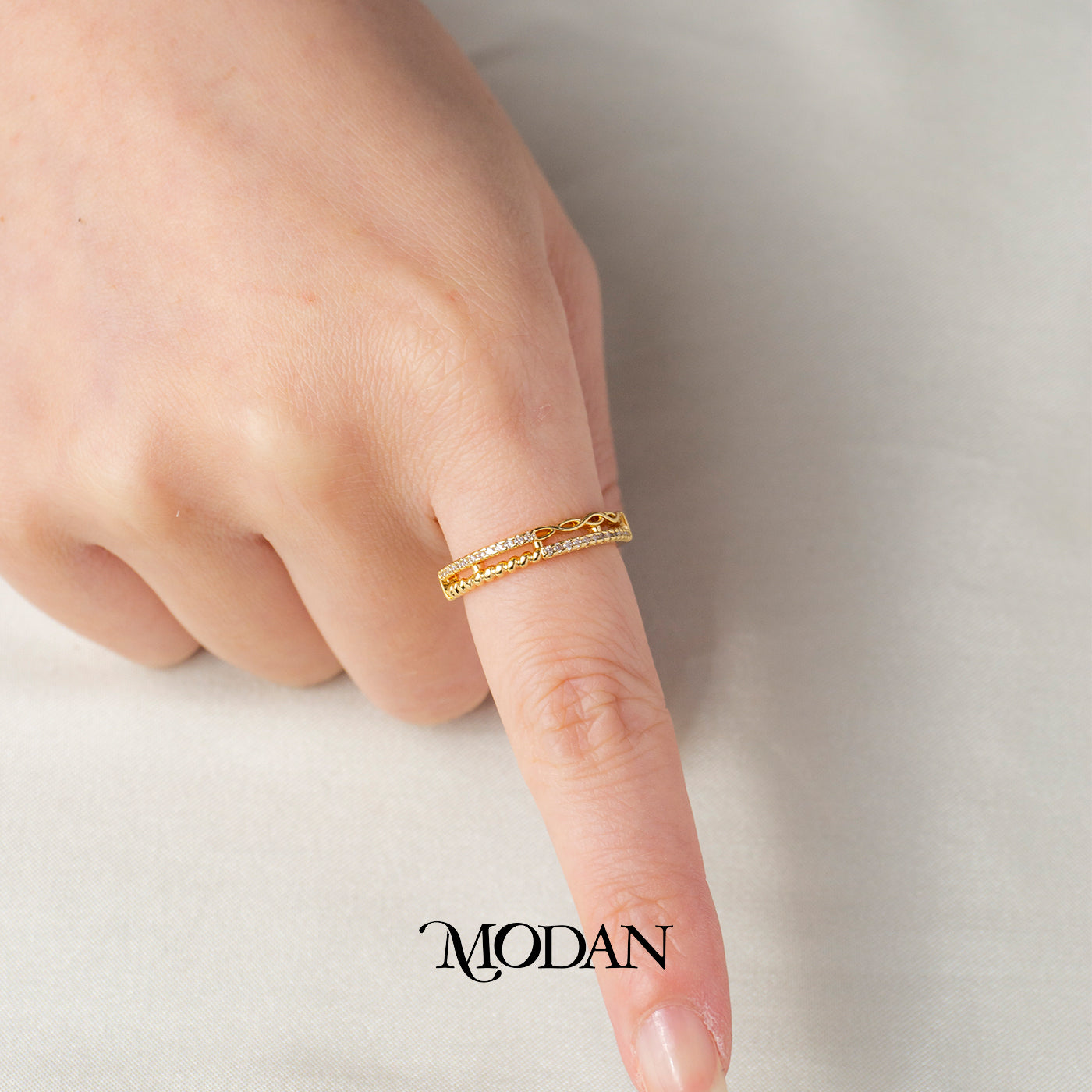 Dainty Braided Hollow Open Ring Cincin Anyaman Kepang Ramping Hypoallergenic Gold Plated