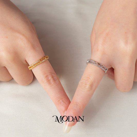 Dainty Braided Hollow Open Ring Cincin Anyaman Kepang Ramping Hypoallergenic Gold Plated