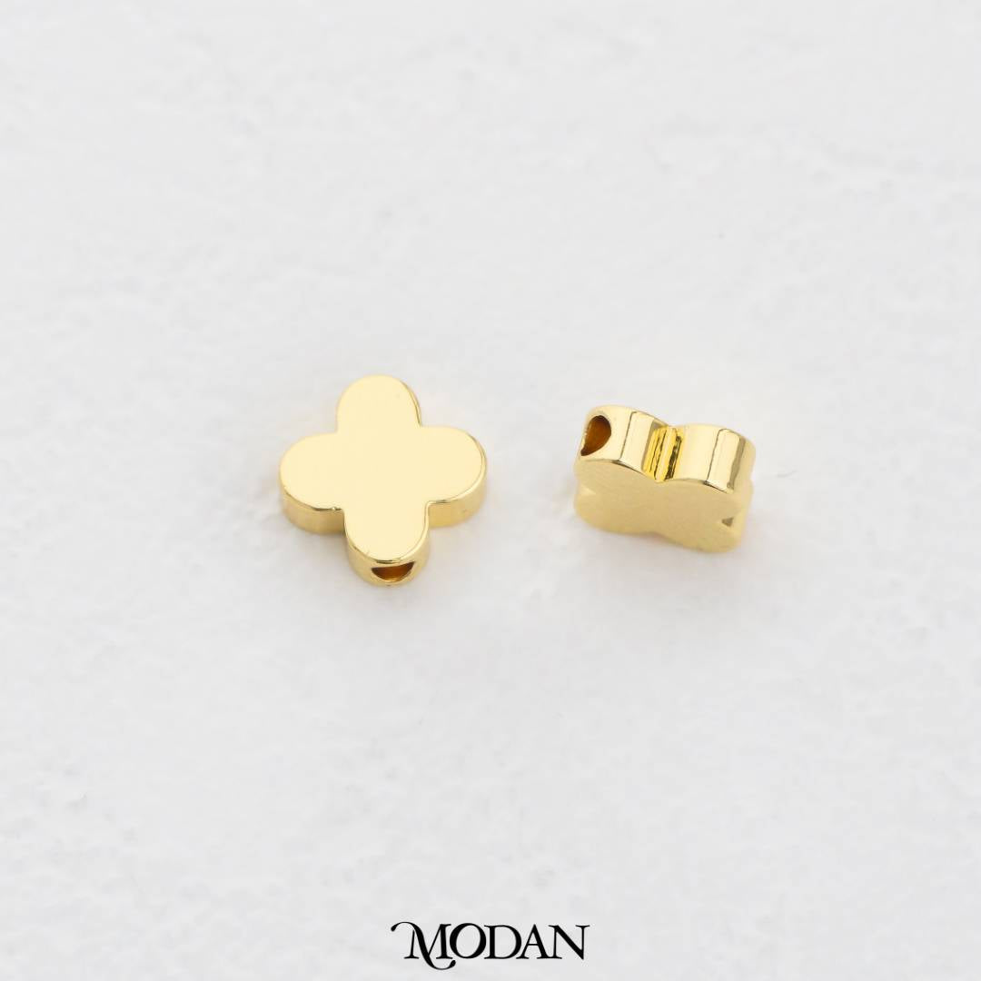 Plain Clover Flower Spacer Beads DIY Manik Liontin Bunga Semanggi Gelang/Kalung Hypoallergenic Gold Filled