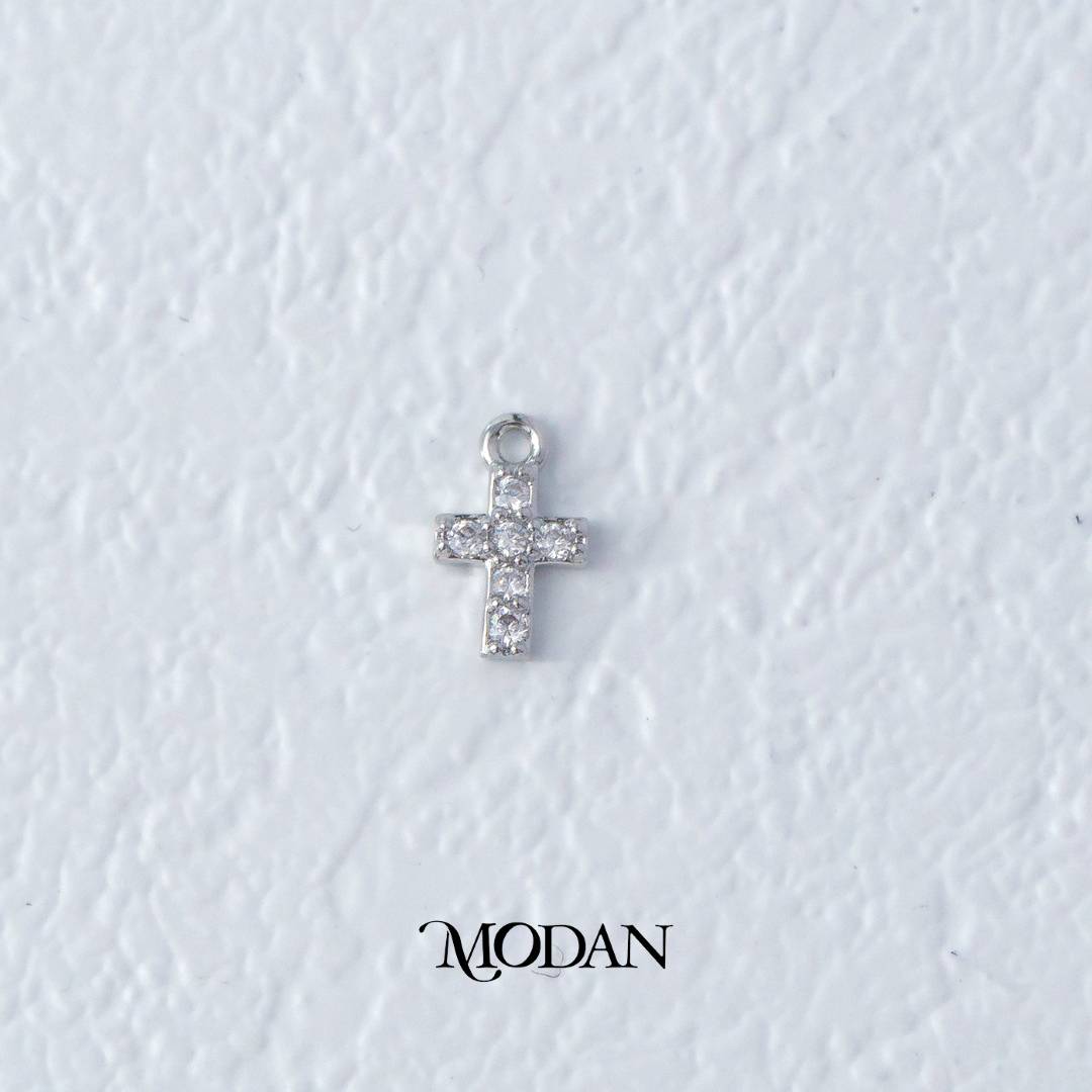(8mm) Mini Micro Paved Religious Cross DIY Charm Liontin Salib Berlian Kecil Hypoallergenic Gold Filled