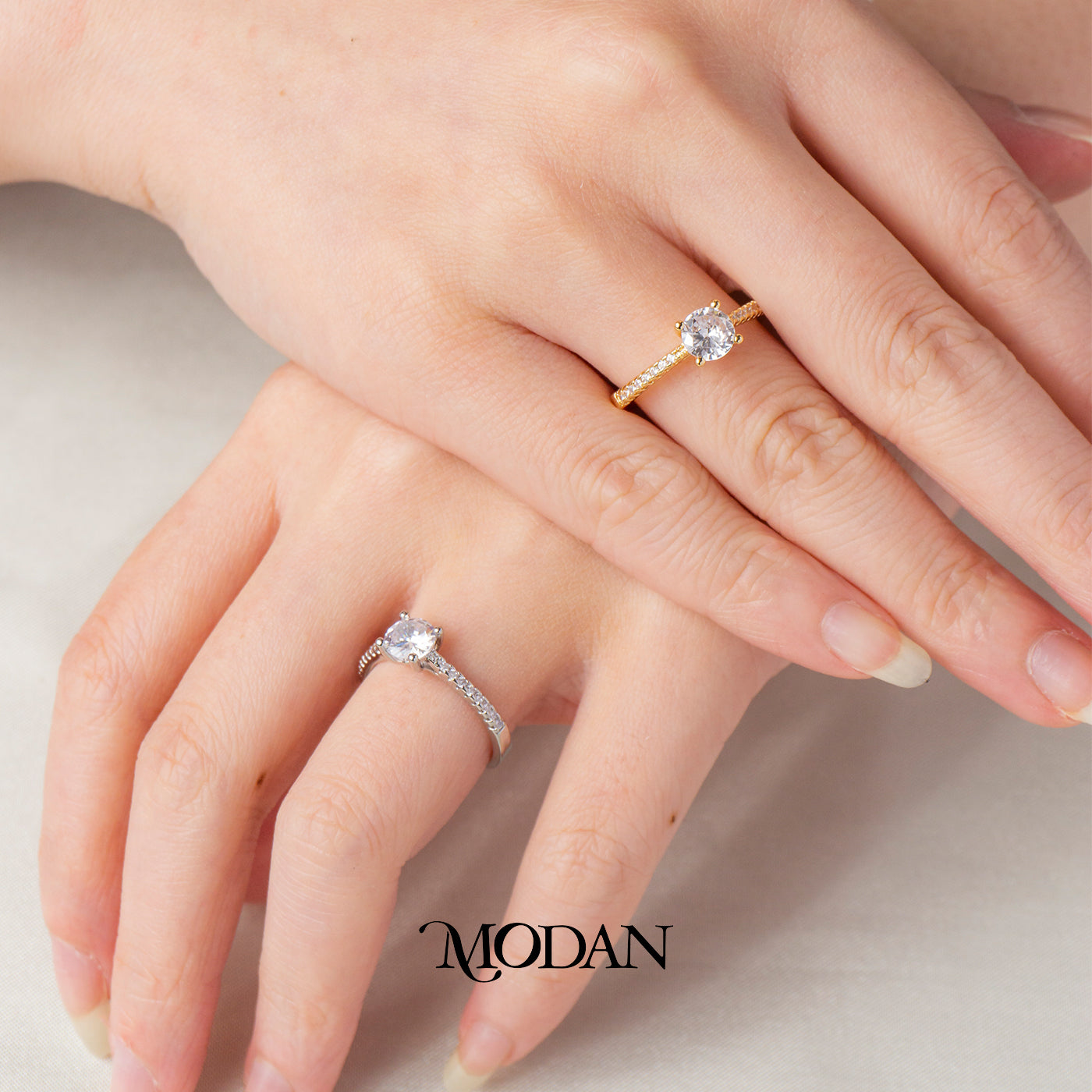 Classic Tapered Solitaire Adjustable Ring Cincin Mata Satu Mewah Ramping Hypoallergenic Gold Plated
