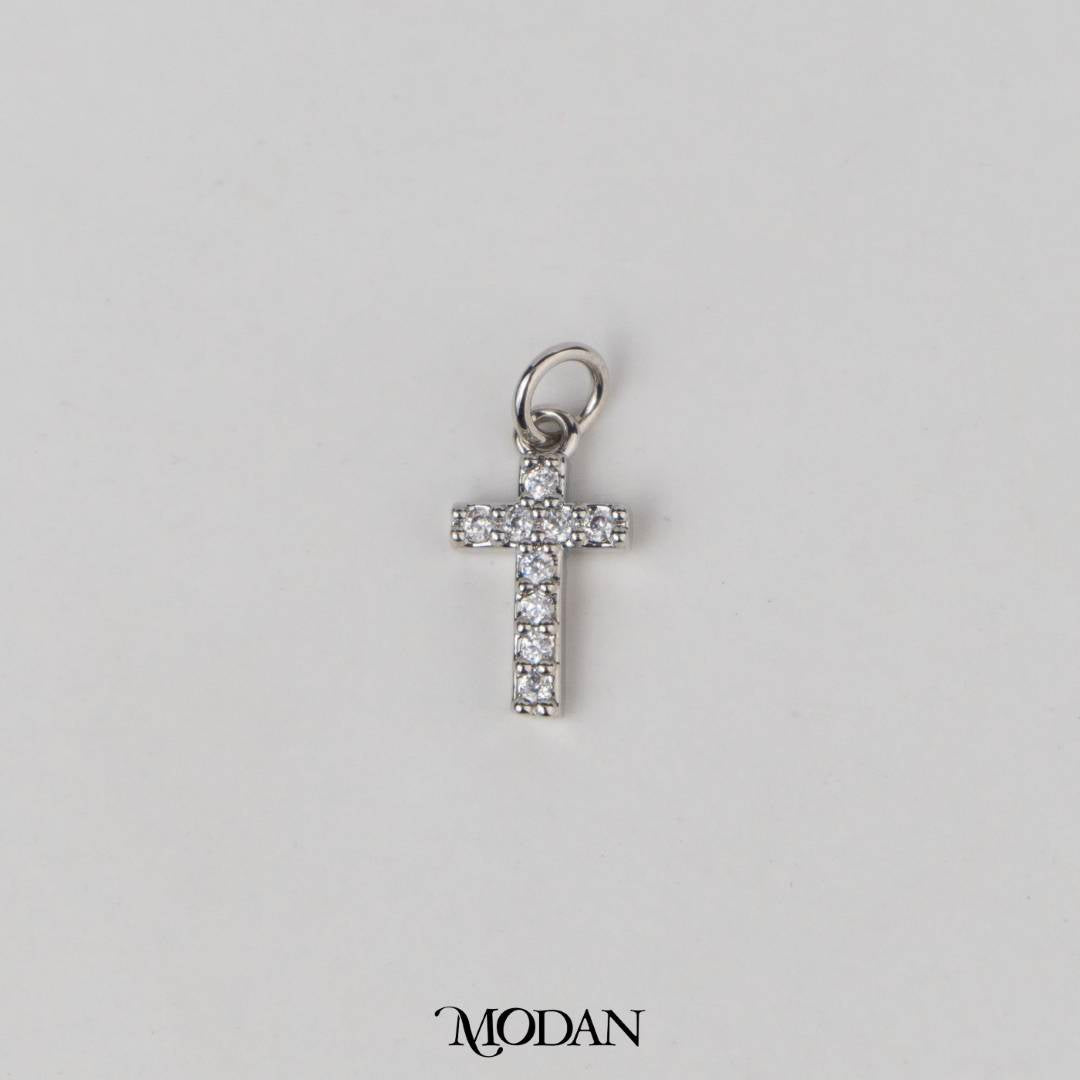 Simple Micro Paved Mini Cross DIY Charm Liontin Salib Berlian Kecil Hypoallergenic Gold Filled