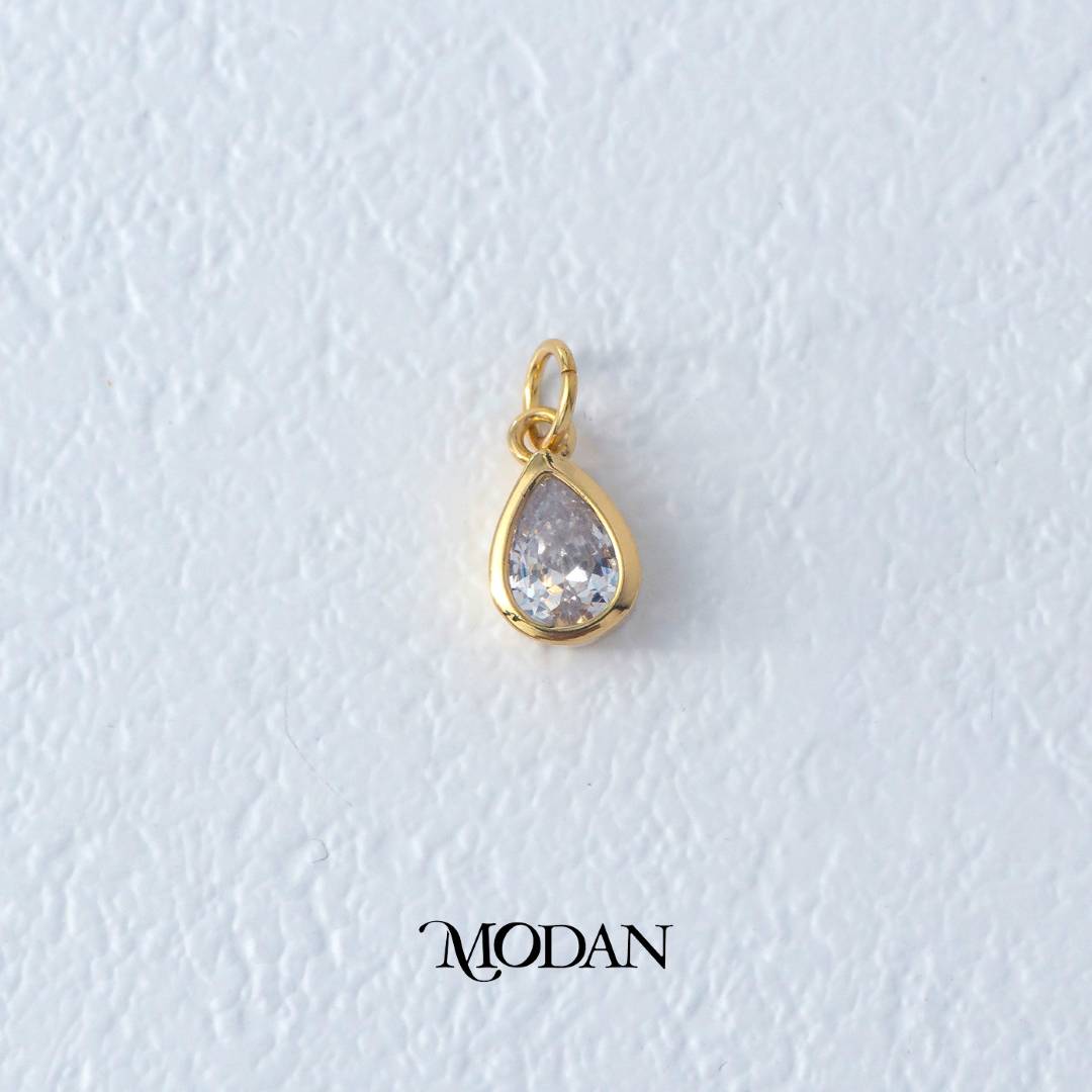 Teardrop Shaped Cubic Zirconia Charm DIY Charm Liontin Tetes Air Mata Berlian Hypoallergenic Gold Plated