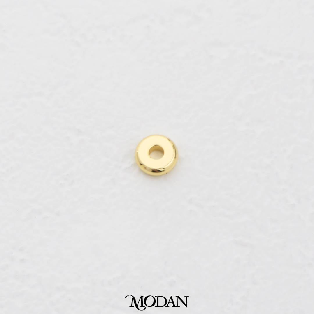 (10pcs) Flat Round Donut Spacer Beads DIY Pembatas Manik Gelang/Kalung Bentuk Donat Bulat Datar Hypoallergenic Gold Filled