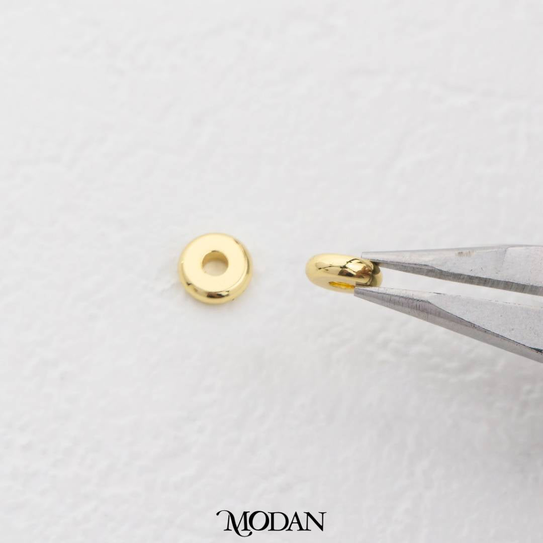 (10pcs) Flat Round Donut Spacer Beads DIY Pembatas Manik Gelang/Kalung Bentuk Donat Bulat Datar Hypoallergenic Gold Filled