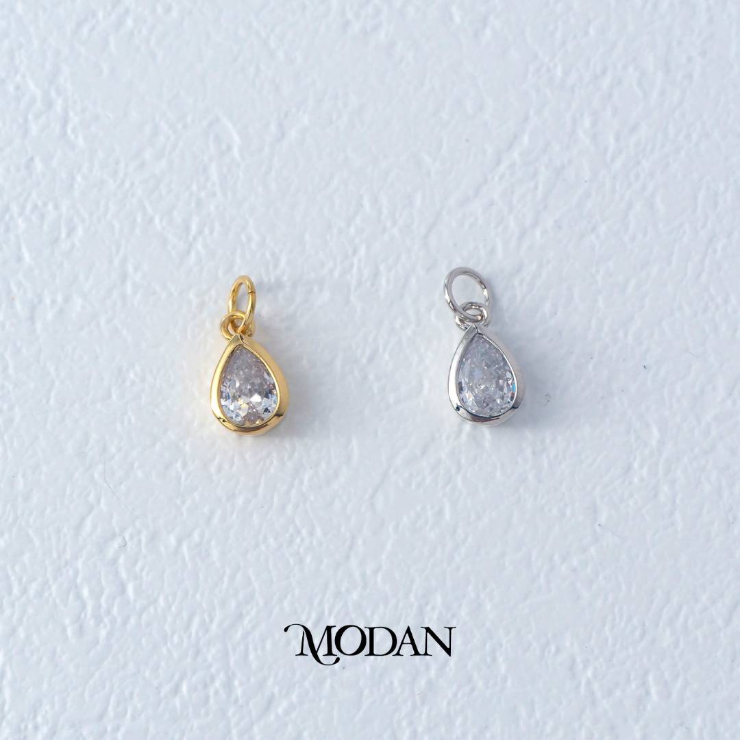 Teardrop Shaped Cubic Zirconia Charm DIY Charm Liontin Tetes Air Mata Berlian Hypoallergenic Gold Plated