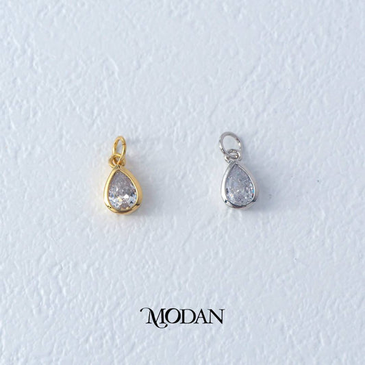 Teardrop Shaped Cubic Zirconia Charm DIY Charm Liontin Tetes Air Mata Berlian Hypoallergenic Gold Plated