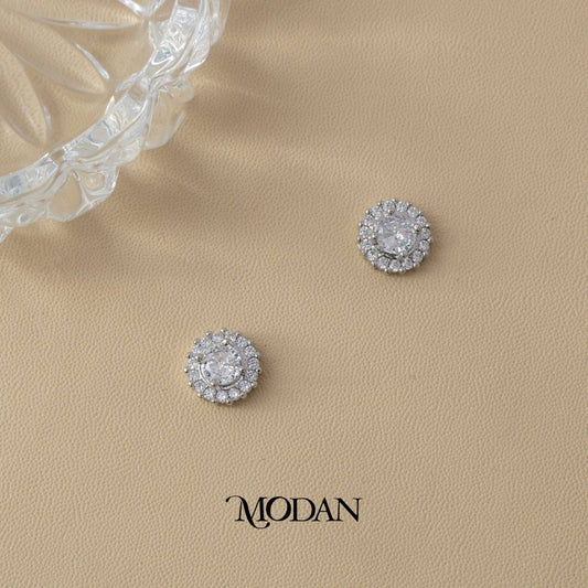 (11mm) Micro Paved Simple Circle Stud Earrings Anting Tusuk Hypoallergenic Gold Plated