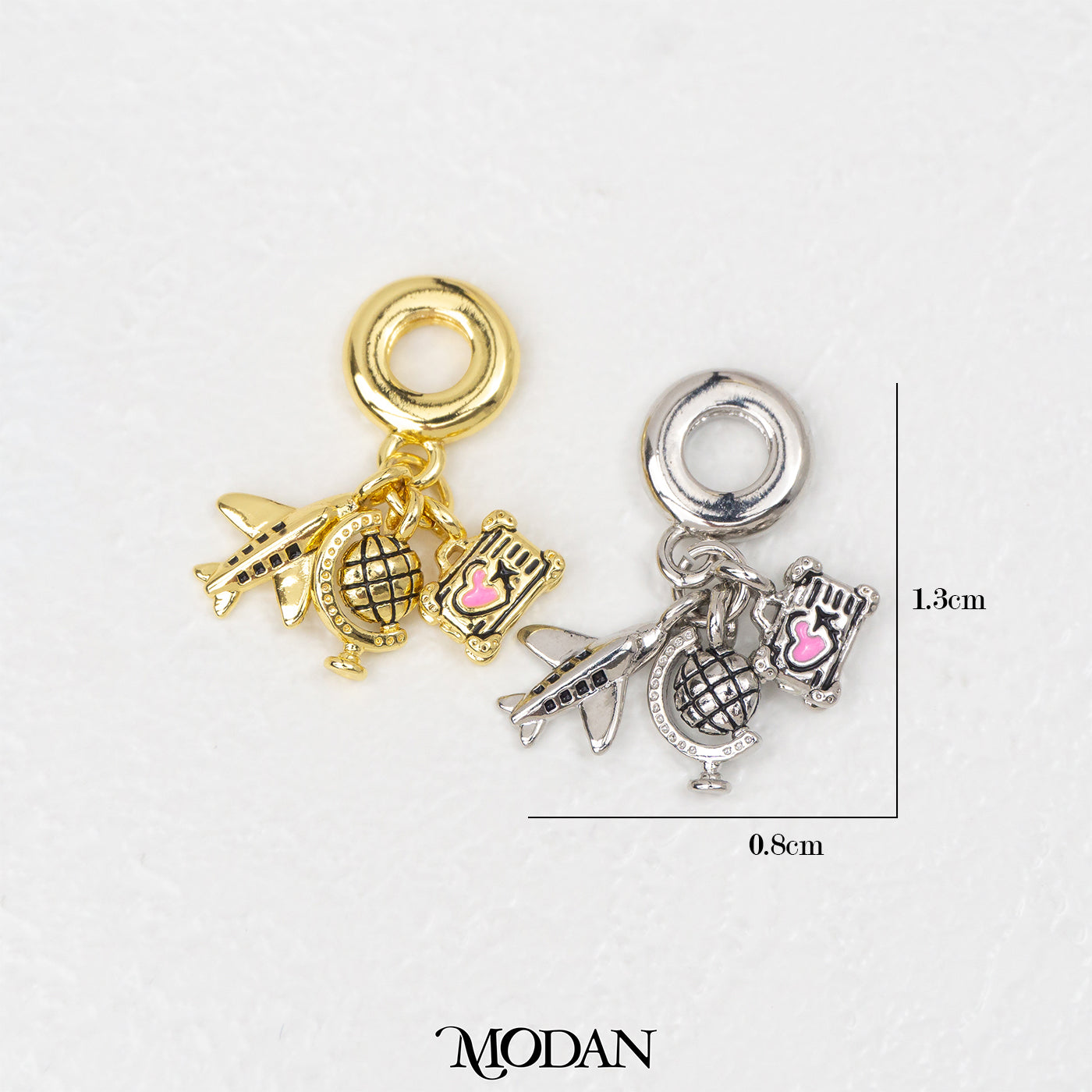 Airplane Globe Travel DIY Pendant Liontin Travel Hypoallergenic Gold Filled