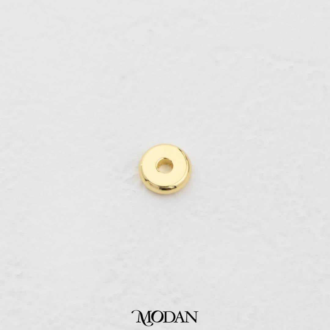(10pcs) Flat Round Donut Spacer Beads DIY Pembatas Manik Gelang/Kalung Bentuk Donat Bulat Datar Hypoallergenic Gold Filled
