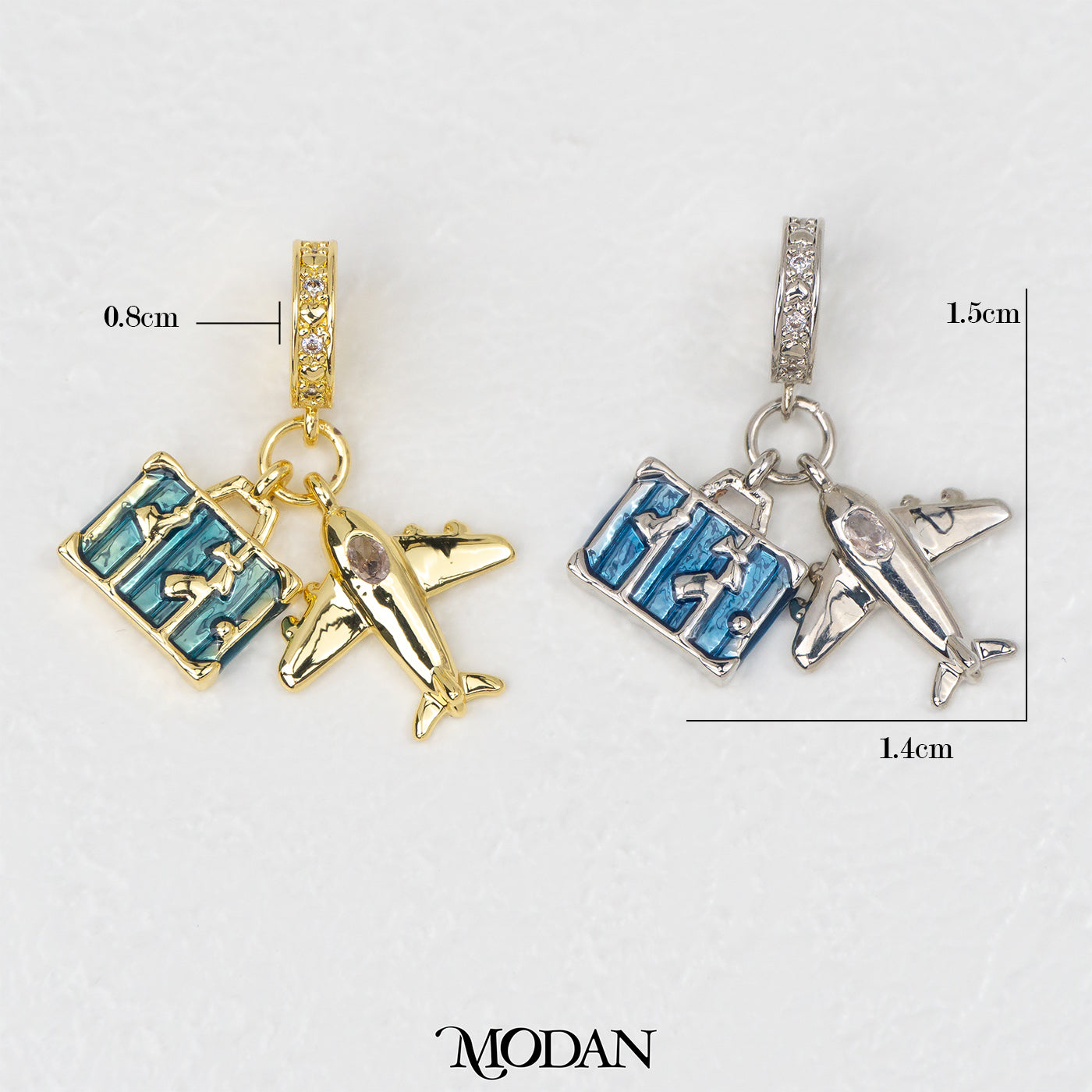 Blue Airplane Travel DIY Pendant Liontin Travel Hypoallergenic Gold Filled