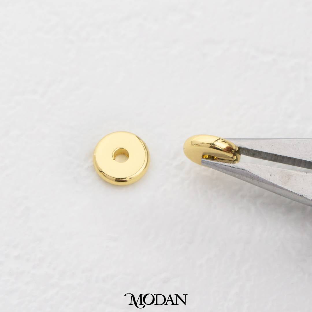 (10pcs) Flat Round Donut Spacer Beads DIY Pembatas Manik Gelang/Kalung Bentuk Donat Bulat Datar Hypoallergenic Gold Filled