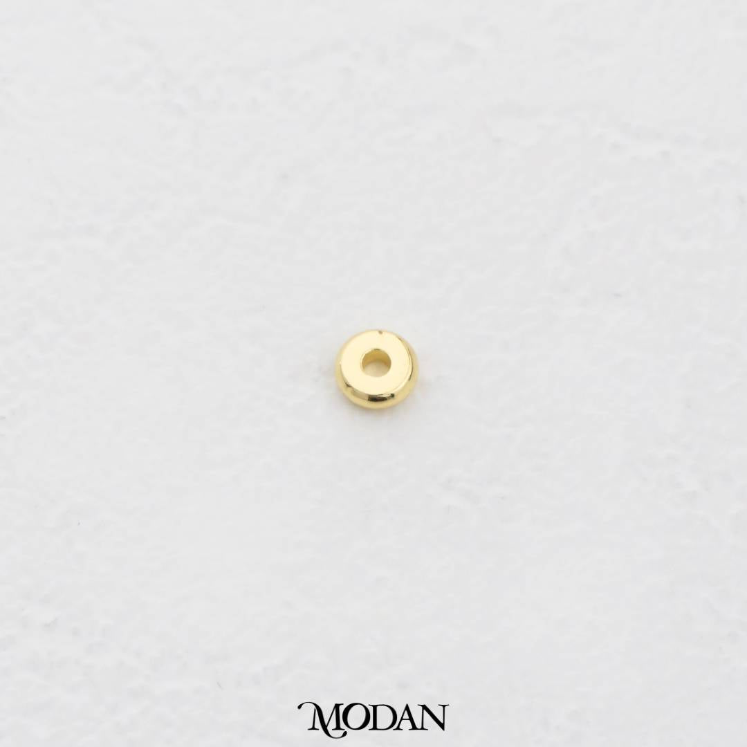 (10pcs) Flat Round Donut Spacer Beads DIY Pembatas Manik Gelang/Kalung Bentuk Donat Bulat Datar Hypoallergenic Gold Filled