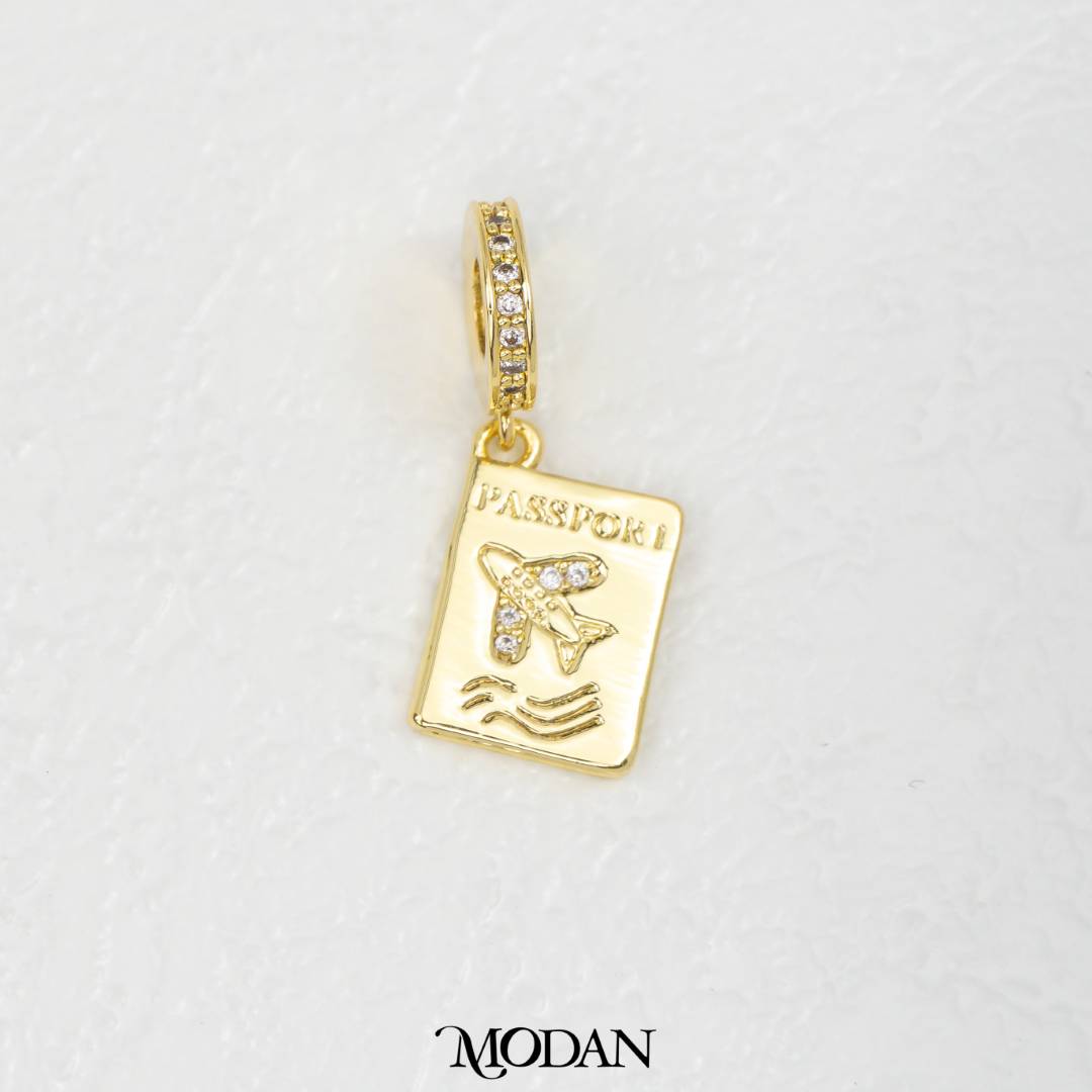 Passport Travel DIY Pendant Liontin Passport Perjalanan Hypoallergenic Gold Filled