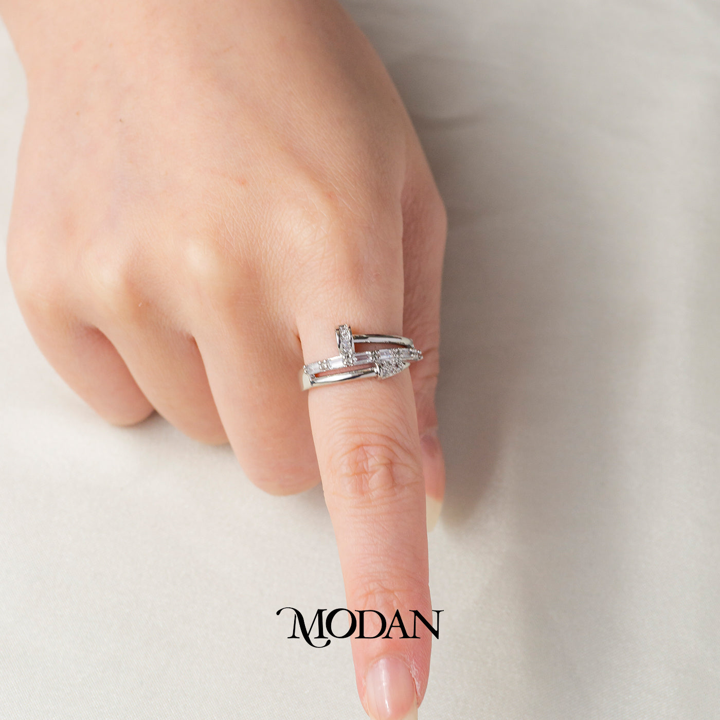Double Layer Geometric Arrow Bypass Adjustable Ring Cincin Paku Dua Layer Hypoallergenic Gold Plated