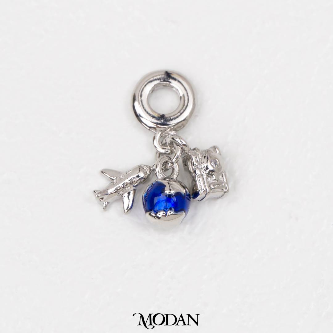 Mini Blue Adventure Travel DIY Pendant Liontin Travel Hypoallergenic Gold Filled