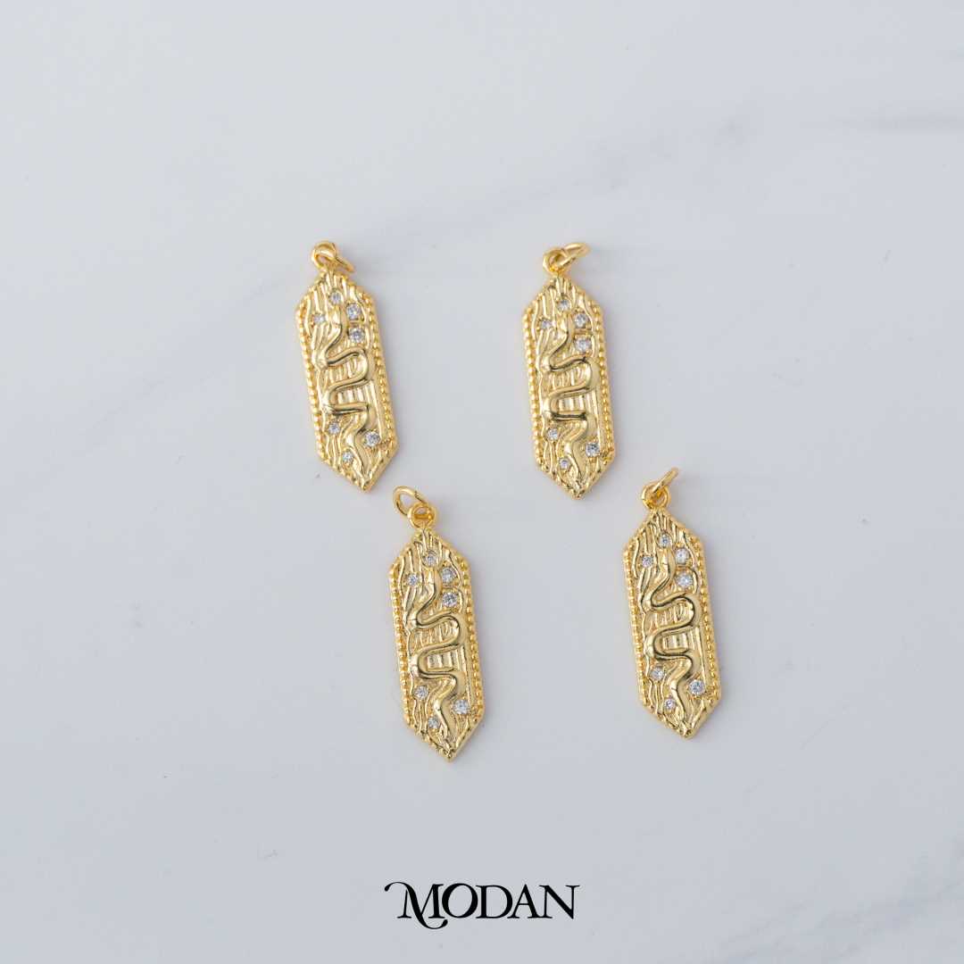 Snake Textured Hexagon Charm DIY Charm Liontin Ular Tekstur Hexagonal Hypoallergenic Gold Filled