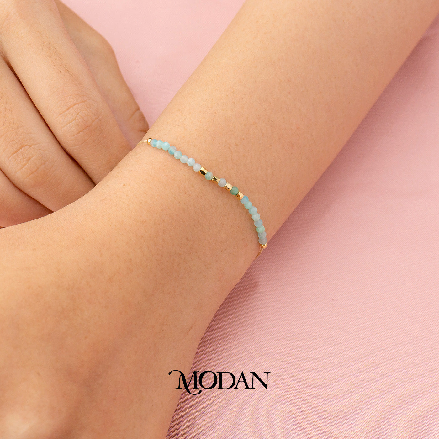 (2.2mm) Mix Faceted Colorful Natural Gemstone Friendship Adjustable Bracelet Gelang Manik Hypoallergenic Gold Filled