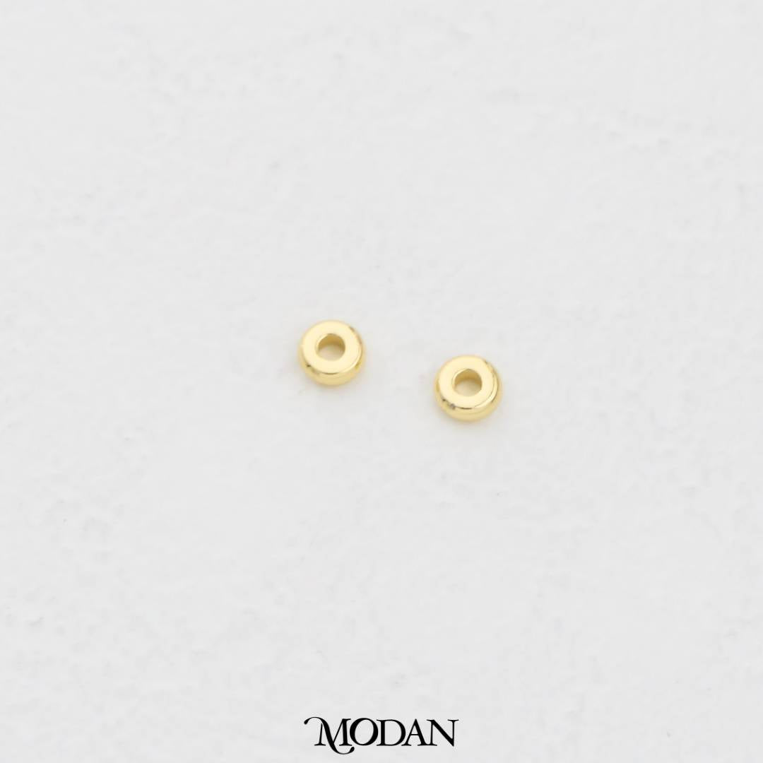 (10pcs) Mini Round Donut Spacer Beads DIY Pembatas Manik Gelang/Kalung Bentuk Donat Bulat Datar Hypoallergenic Gold Filled