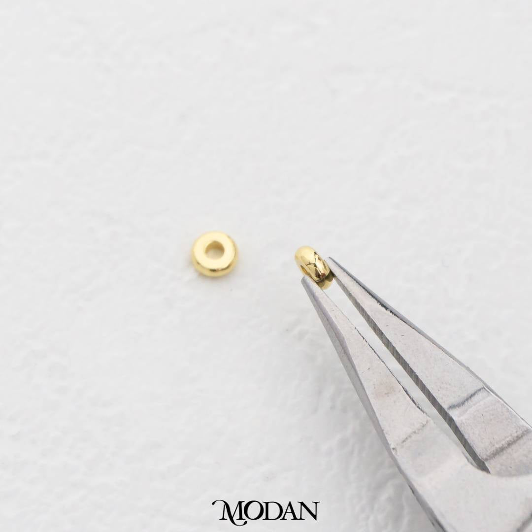 (10pcs) Mini Round Donut Spacer Beads DIY Pembatas Manik Gelang/Kalung Bentuk Donat Bulat Datar Hypoallergenic Gold Filled