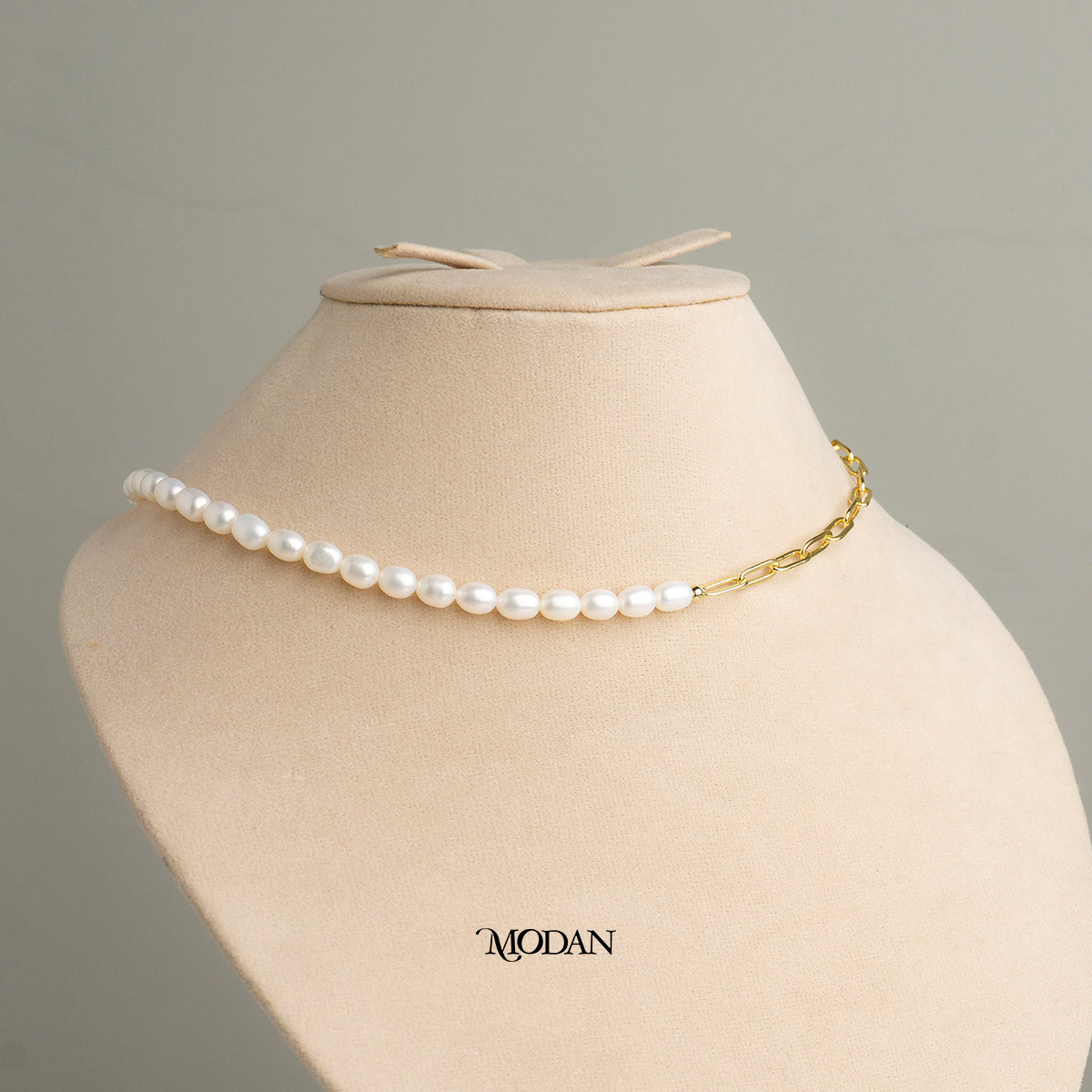 48cm Star Toggle White Freshwater Beaded Paperclip Necklace Kalung Mutiara Air Tawar Hypoallergenic Gold Plated