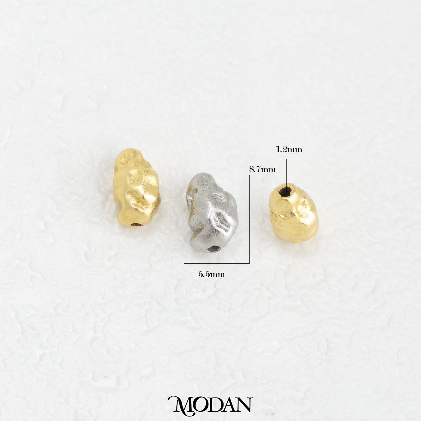 (8.7mm) Matte Abstract Irregular DIY Beads Charm Manik Abstrak Hypoallergenic Gold Filled