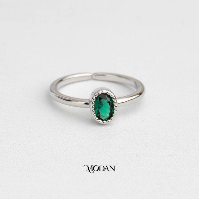 Vintage Emerald Green Oval Ring Cincin Oval Hijau Hypoallergenic Gold Plated