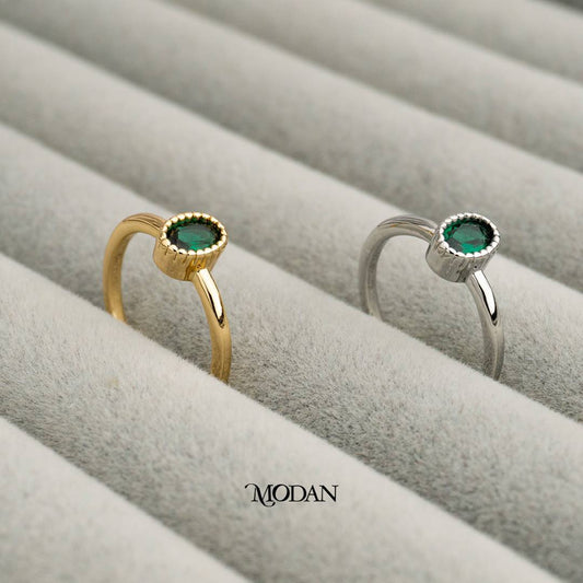 Vintage Emerald Green Oval Ring Cincin Oval Hijau Hypoallergenic Gold Plated