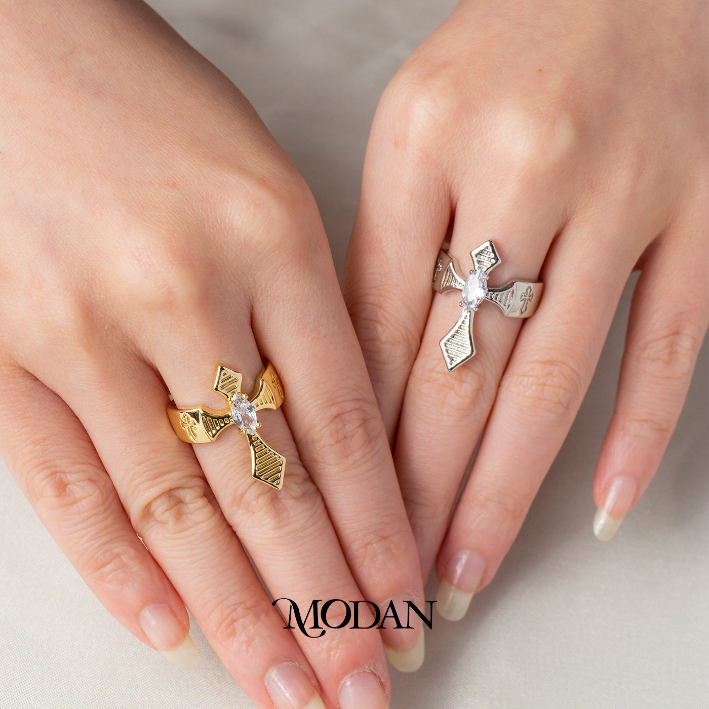 Vintage Madieval Cross Ring Cincin Motif Salib Ukir Vintage Hypoallergenic Gold Plated