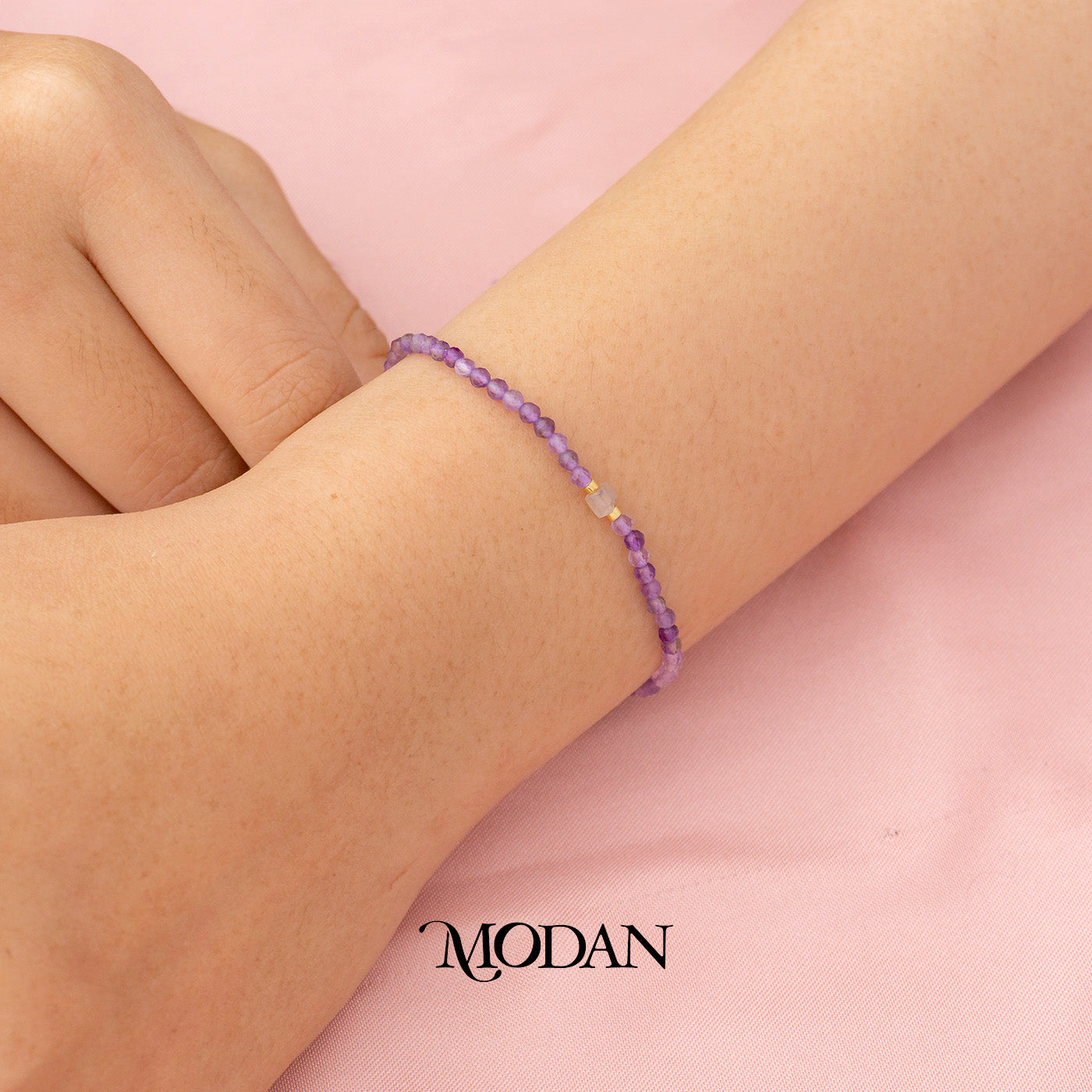 (2mm) Mix Faceted Colorful Natural Gemstone Friendship Adjustable Bracelet Gelang Manik Hypoallergenic Gold Filled