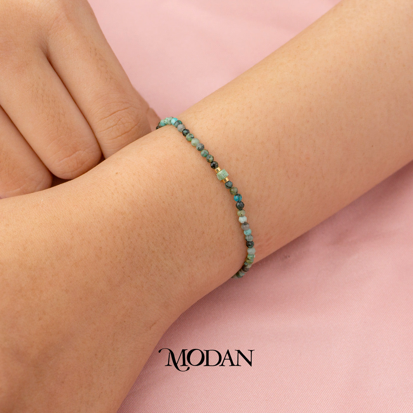 (2mm) Mix Faceted Colorful Natural Gemstone Friendship Adjustable Bracelet Gelang Manik Hypoallergenic Gold Filled