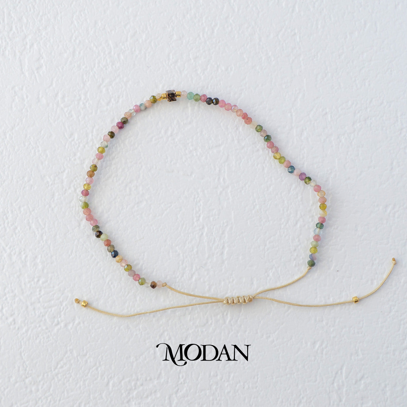 (2mm) Mix Faceted Colorful Natural Gemstone Friendship Adjustable Bracelet Gelang Manik Hypoallergenic Gold Filled