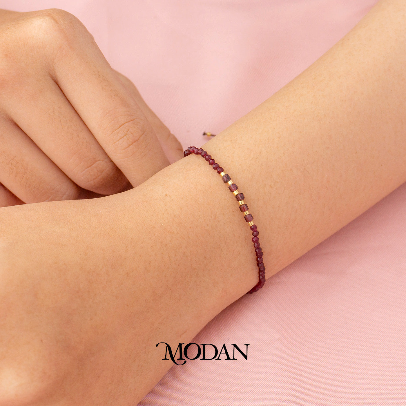 Handmade Round Colorful Natural Gemstone Friendship Adjustable Bracelet Gelang Persahabatan Hypoallergenic Gold Filled