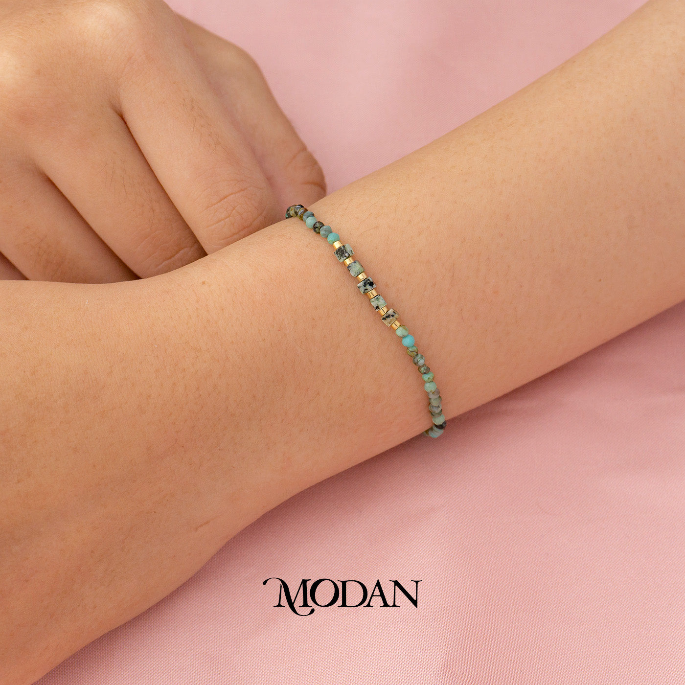 Handmade Round Colorful Natural Gemstone Friendship Adjustable Bracelet Gelang Persahabatan Hypoallergenic Gold Filled