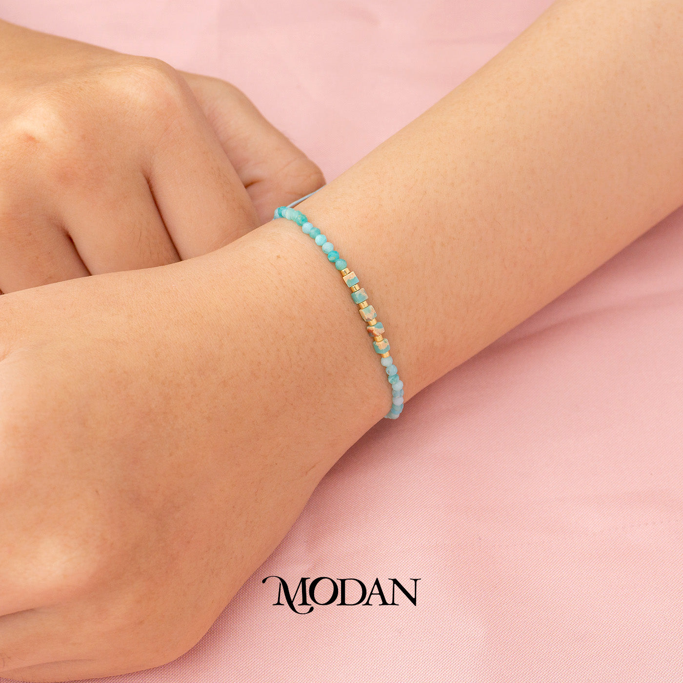 Handmade Round Colorful Natural Gemstone Friendship Adjustable Bracelet Gelang Persahabatan Hypoallergenic Gold Filled