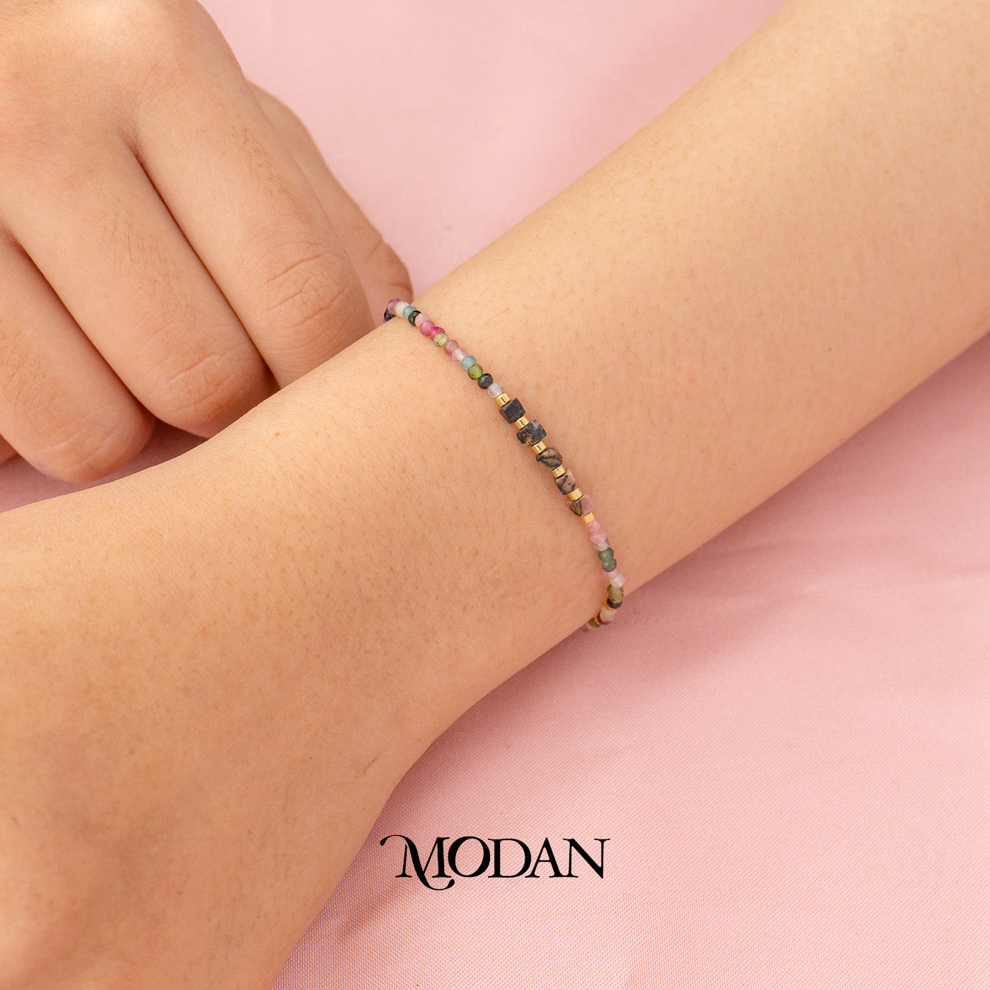 Handmade Round Colorful Natural Gemstone Friendship Adjustable Bracelet Gelang Persahabatan Hypoallergenic Gold Filled
