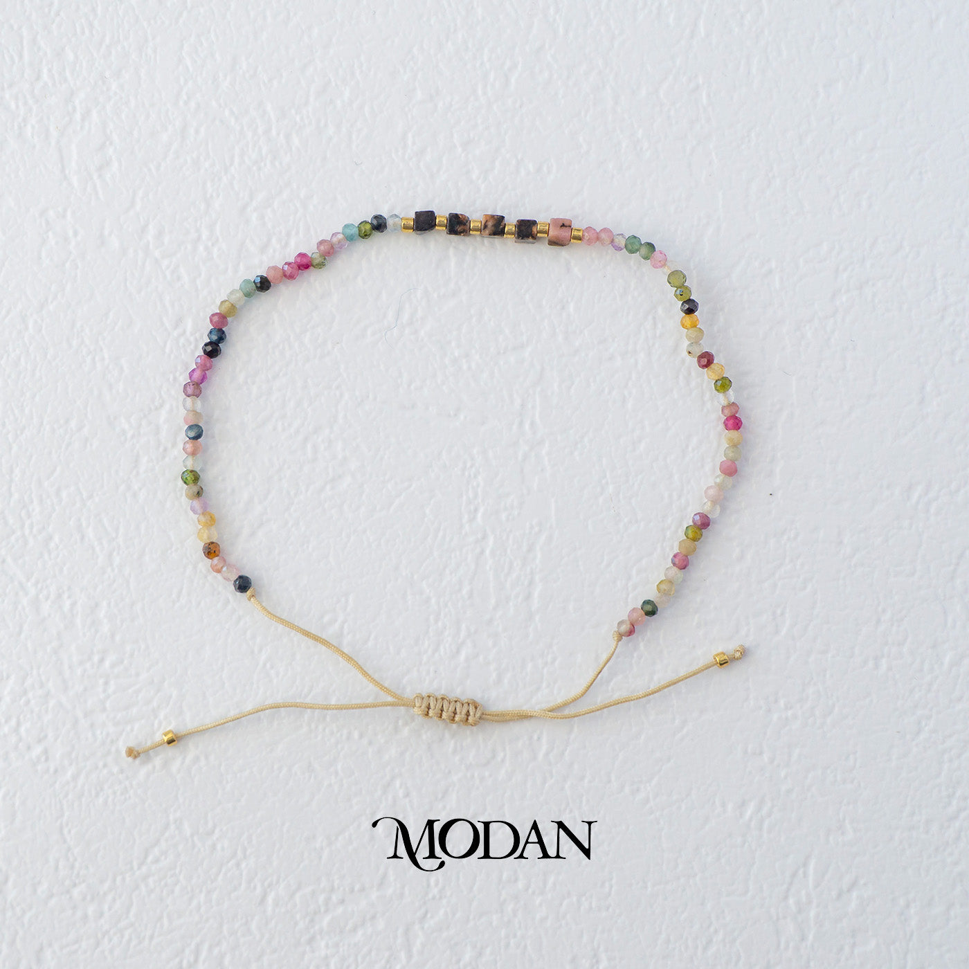 Handmade Round Colorful Natural Gemstone Friendship Adjustable Bracelet Gelang Persahabatan Hypoallergenic Gold Filled