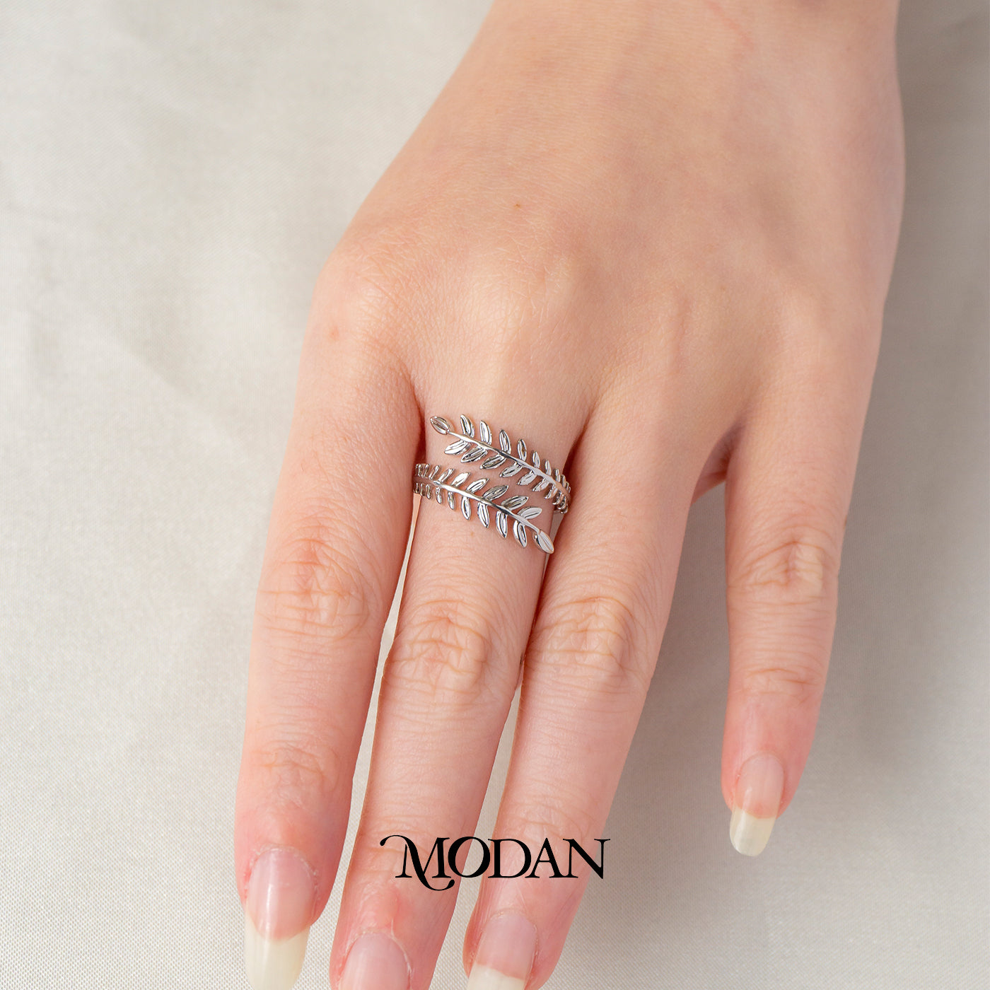 Botanical Olive Branch Wrap Band Adjustable Ring Cincin Daun Zaitun Simple Hypoallergenic Gold Plated