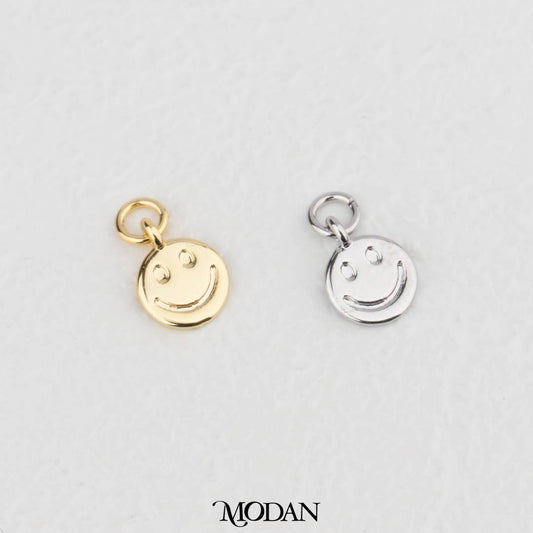 Smiley Face Round Charm DIY Charm Liontin Emoji Tersenyum Hypoallergenic Gold Filled