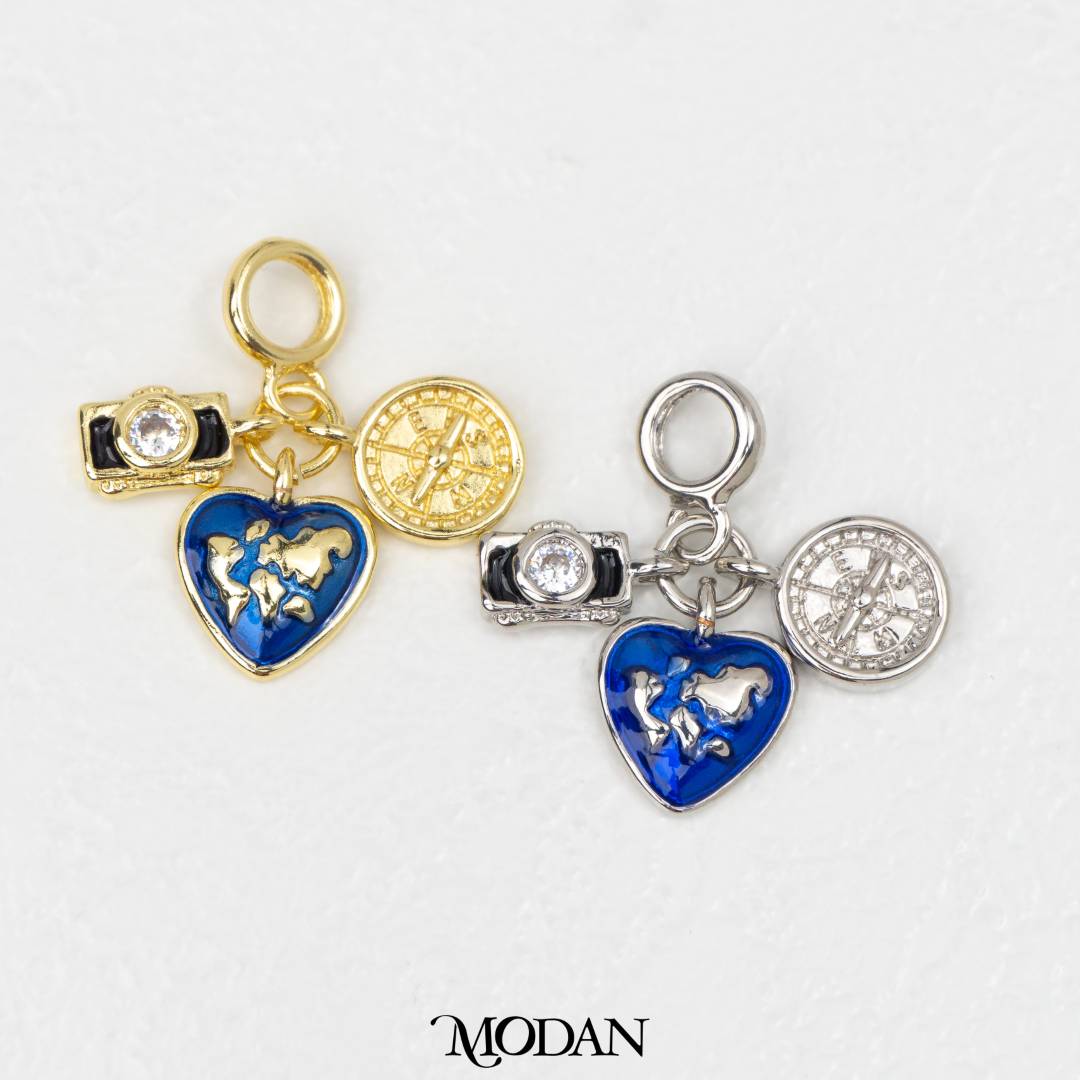 Adventure Love Globe Travel DIY Pendant Liontin Travel Hypoallergenic Gold Filled