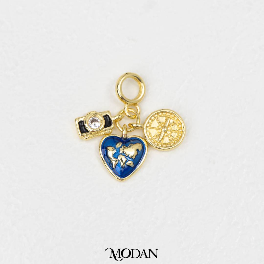 Adventure Love Globe Travel DIY Pendant Liontin Travel Hypoallergenic Gold Filled