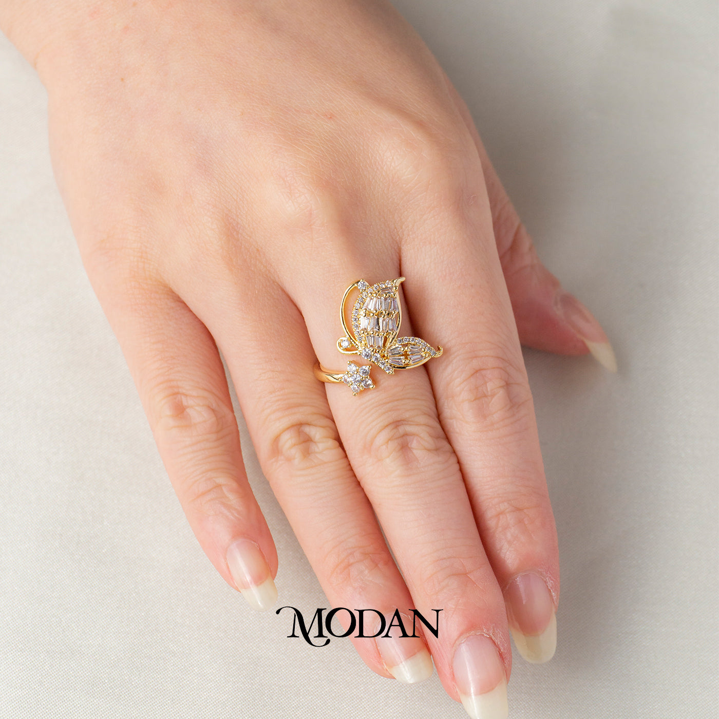 Romantic Butterfly Open Ring Cincin Model Kupu Kupu Estetik Hypoallergenic Gold Plated