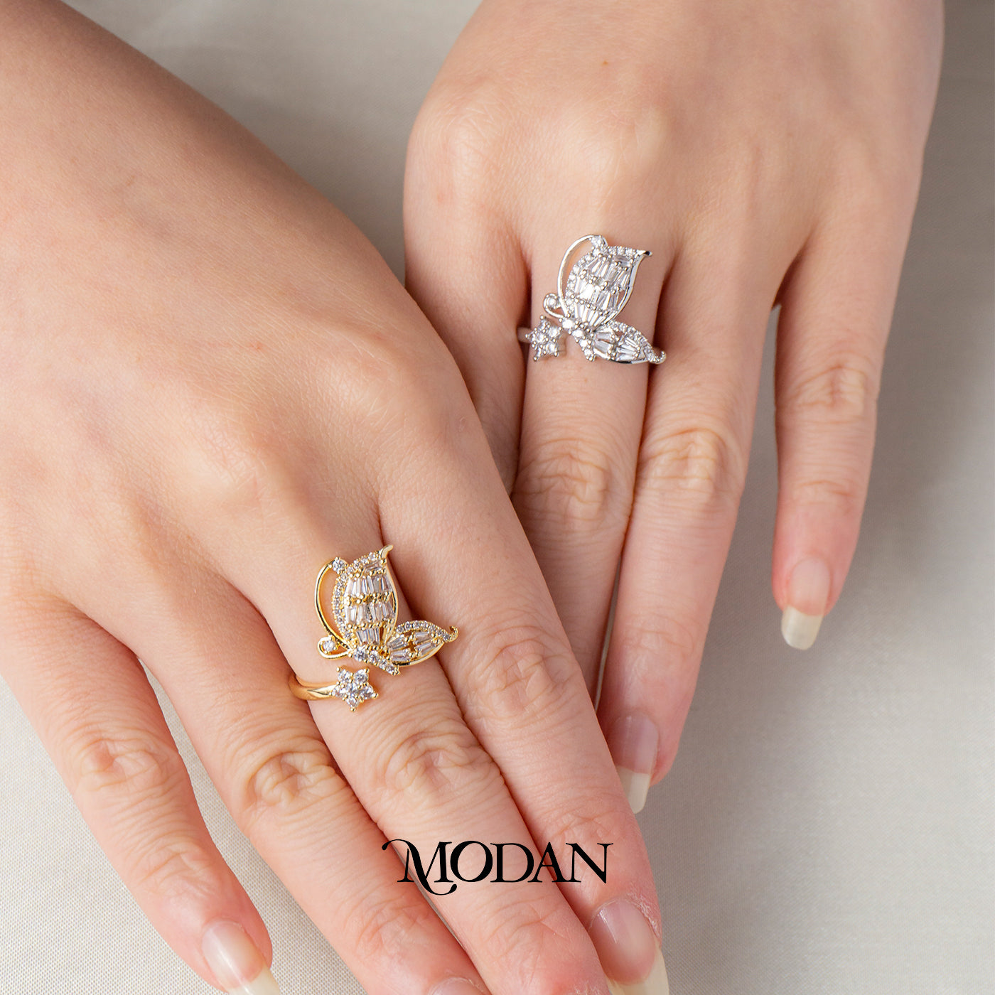 Romantic Butterfly Open Ring Cincin Model Kupu Kupu Estetik Hypoallergenic Gold Plated